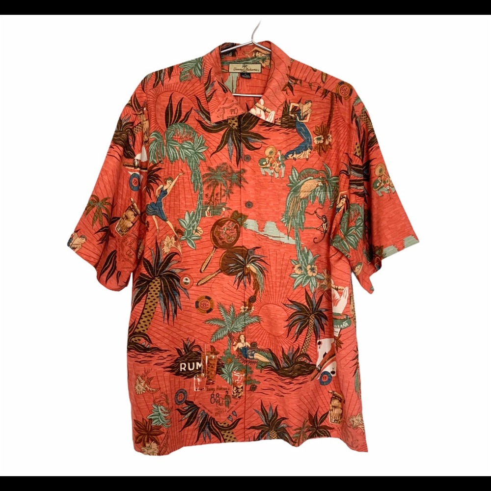 Tommy Bahama Silk Hawaiian Shirt Casino Havana Thm